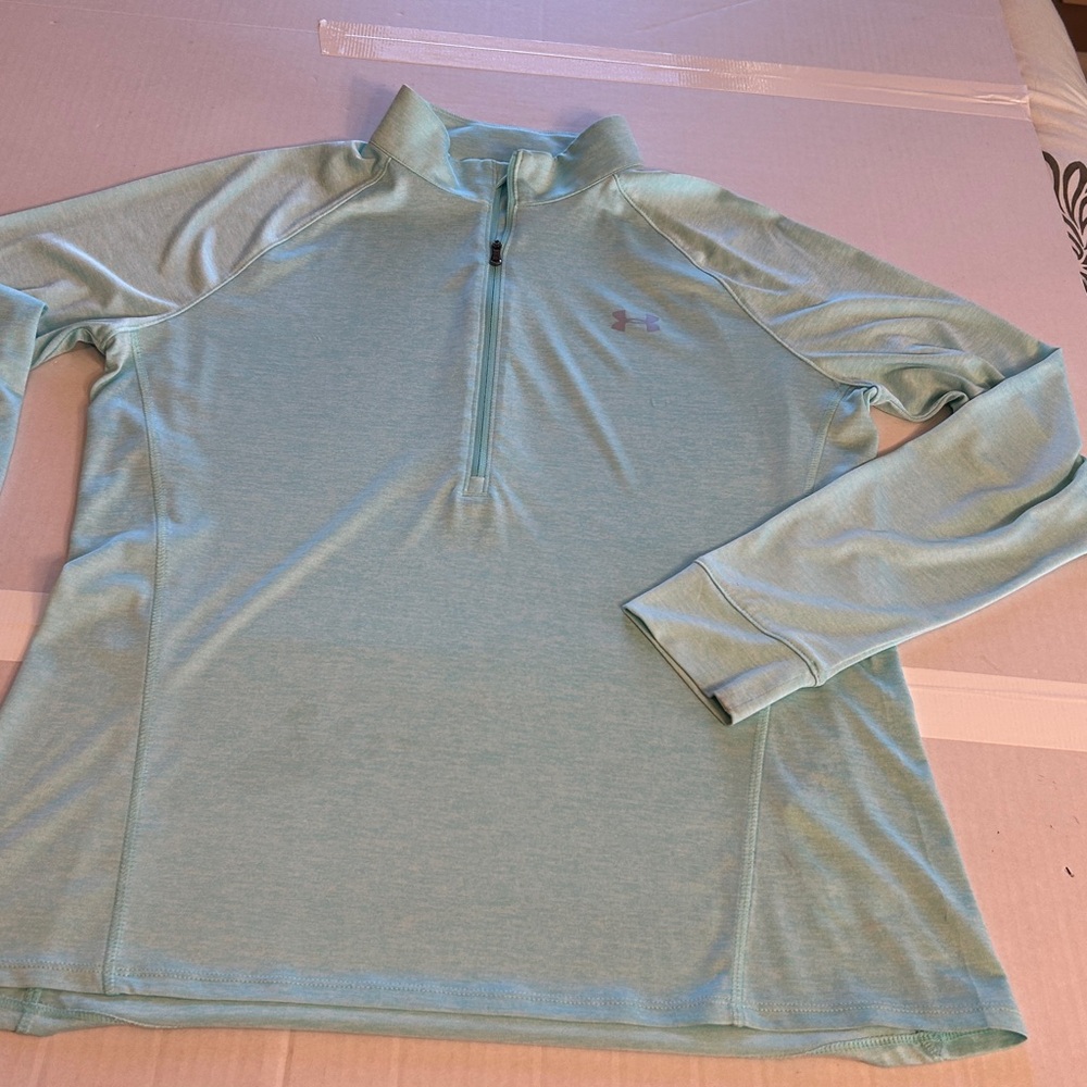 Under Armour Heat Gear Light Blue Quarter-Zip Loose Pullover Shirt. Sz XL - Picture 6 of 13